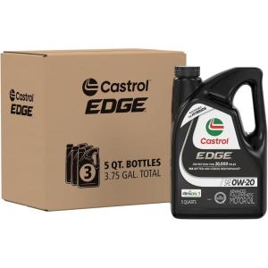 imageCastrol EDGE 0W20 Advanced Full Synthetic Motor Oil 5 Quarts5 Quarts  Pack of 3