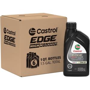 imageCastrol EDGE High Mileage 5W20 Advanced Full Synthetic Motor Oil 5 Quarts1 Quart  Pack of 6
