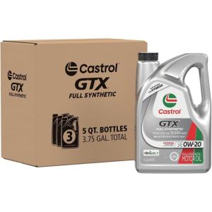 imageCastrol GTX Full Synthetic 0W20 Motor Oil 5 Quarts5 Quarts  Pack of 3