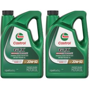 imageCastrol GTX High Mileage 20W50 Synthetic Blend Motor Oil 5 Quarts160 Fl Oz Pack of 2