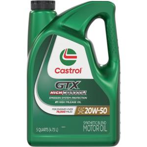 imageCastrol GTX High Mileage 20W50 Synthetic Blend Motor Oil 5 Quarts5 Quarts