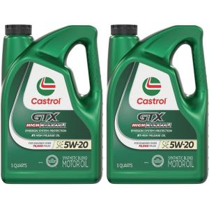 imageCastrol GTX High Mileage 5W20 Synthetic Blend Motor Oil 1 Quart Pack of 6160 Fl Oz Pack of 2
