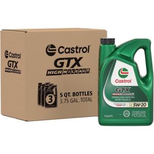 imageCastrol GTX High Mileage 5W20 Synthetic Blend Motor Oil 1 Quart Pack of 65 Quarts  Pack of 3